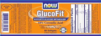 Photo of the NOW GlucoFit label