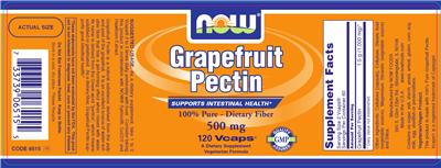 Photo of the NOW Grapefruit Pectin 500 mg label
