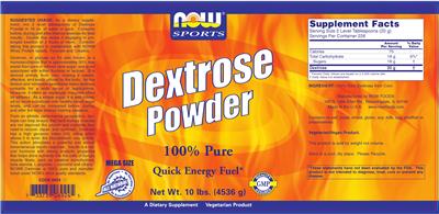 Photo of the NOW Sports Dextrose Powder label