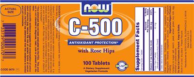 Photo of the NOW C-500 With Rose Hips label