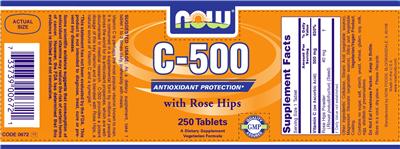 Photo of the NOW C-500 With Rose Hips label