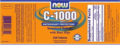 Photo of the NOW C-1000 Sustained Release With Rose Hips label