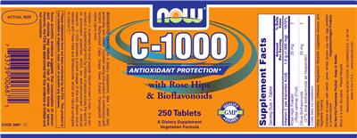 Photo of the NOW C-1000 With Rose Hips & Bioflavonoids label