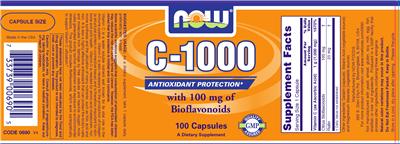 Photo of the NOW C-1000 With 100 mg Of Bioflavonoids label