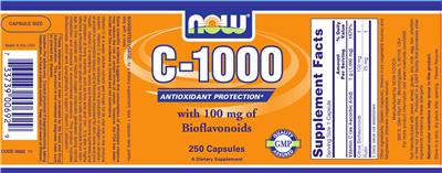 Photo of the NOW C-1000 With 100 mg Of Bioflavonoids label