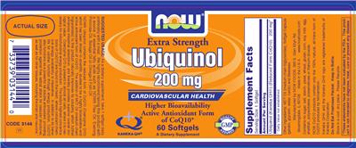 Photo of the NOW Extra Strength Ubiquinol 200 mg label