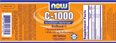 Photo of the NOW C-1000 Buffered C label