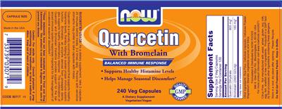 Photo of the NOW Quercetin with Bromelain label