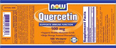 Photo of the NOW Quercetin 500 mg label