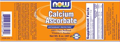 Photo of the NOW Calcium Ascorbate label