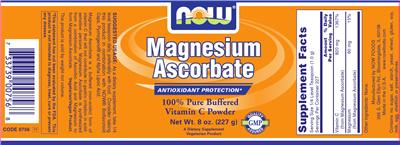 Photo of the NOW Magnesium Ascorbate label