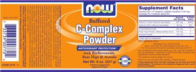 Photo of the NOW Buffered C-Complex Powder label