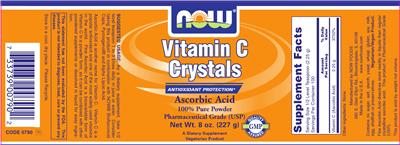 Photo of the NOW Vitamin C Crystals label