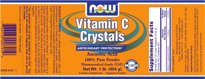 Photo of the NOW Vitamin C Crystals label