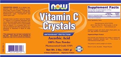 Photo of the NOW Vitamin C Crystals label