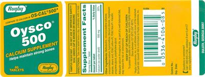 Photo of the Rugby Oysco 500 60 Tablets label