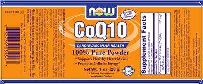 Photo of the NOW CoQ10 label