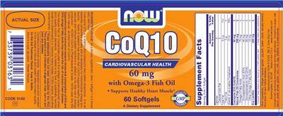 Photo of the NOW CoQ10 60 mg With Omega-3 Fish Oil label