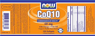 Photo of the NOW CoQ10 60 mg With Omega-3 Fish Oil label