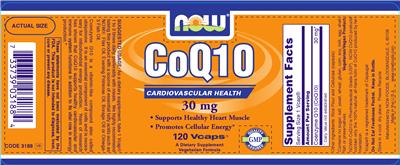 Photo of the NOW CoQ10 30 mg label