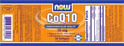 Photo of the NOW CoQ10 50 mg label
