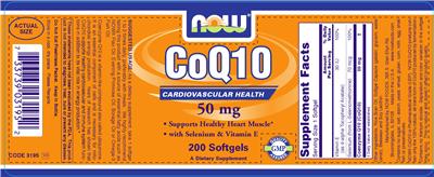 Photo of the NOW CoQ10 50 mg label