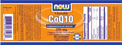 Photo of the NOW Chewable CoQ10 200 mg label