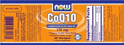 Photo of the NOW CoQ10 150 mg label
