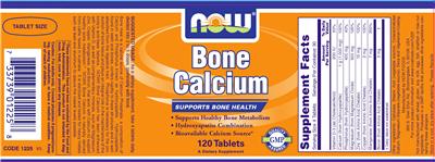 Photo of the NOW Bone Calcium label