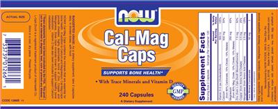 Photo of the NOW Cal-Mag Caps label