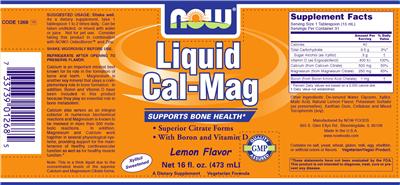 Photo of the NOW Liquid Cal-Mag Lemon Flavor label