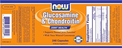 Photo of the NOW Glucosamine & Chondroitin label