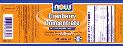 Photo of the NOW Cranberry Concentrate label