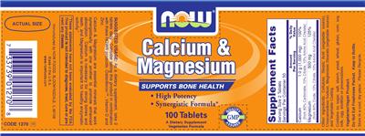 Photo of the NOW Calcium & Magnesium label