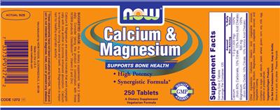 Photo of the NOW Calcium & Magnesium label