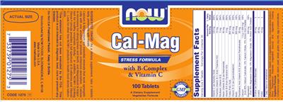 Photo of the NOW Cal-Mag with B-Complex & Vitamin C label