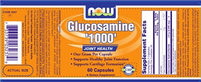 Photo of the NOW Glucosamine '1000' label