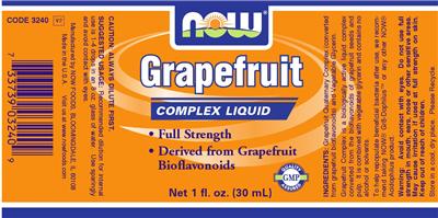 Photo of the NOW Grapefruit label