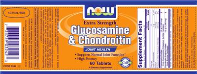 Photo of the NOW Extra Strength Glucosamine & Chondroitin label