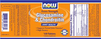 Photo of the NOW Extra Strength Glucosamine & Chondroitin label