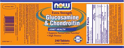 Photo of the NOW Extra Strength Glucosamine & Chondroitin label