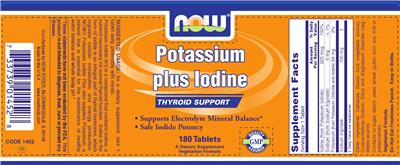 Photo of the NOW Potassium Plus Iodine label