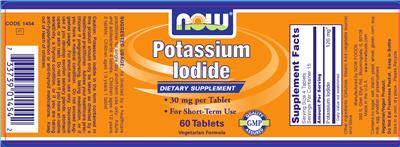 Photo of the NOW Potassium Iodide label