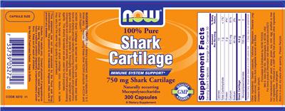 Photo of the NOW 100 % Pure Shark Cartilage label