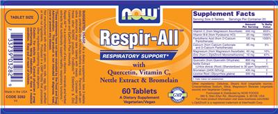 Photo of the NOW Respir-All label