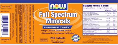Photo of the NOW Full Spectrum Minerals label