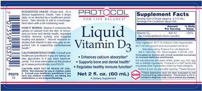 Photo of the Protocol For Life Balance Liquid Vitamin D3 label