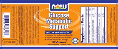 Photo of the NOW Glucose Metabolic Support label