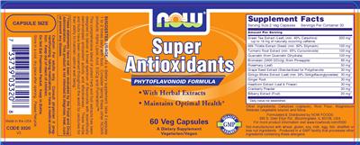 Photo of the NOW Super Antioxidants label