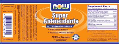 Photo of the NOW Super Antioxidants label
